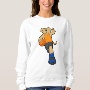 Sudadera Perro como jugador de baloncesto con baloncesto