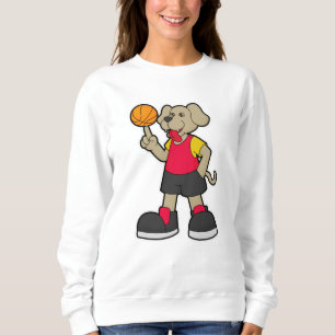 Sudadera Perro como jugador de baloncesto con baloncesto
