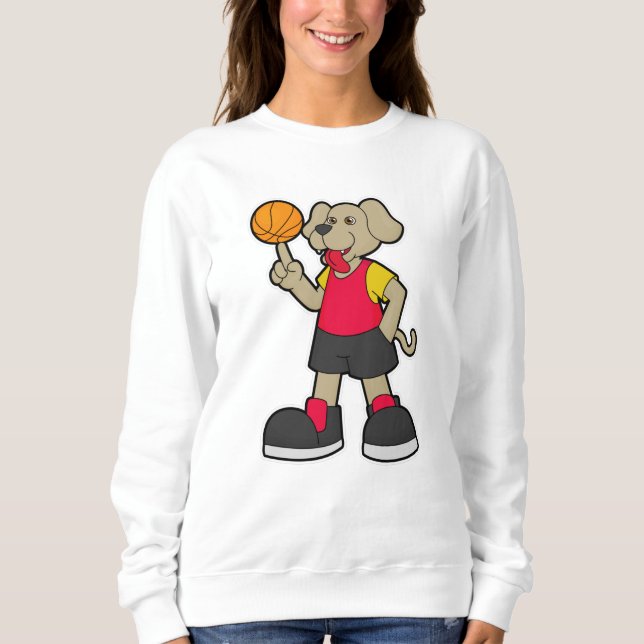 Sudadera Perro como jugador de baloncesto con baloncesto (Anverso)