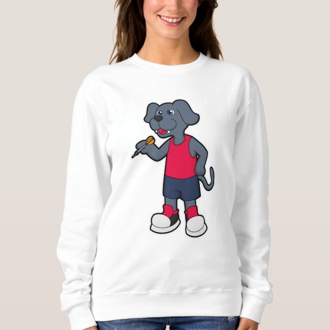 Sudadera Perro como jugador de Dart con dardos (Anverso)