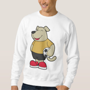 Sudadera Perro como jugador de fútbol con balón de fútbol