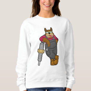 Sudadera Perro como mecánico con bujía