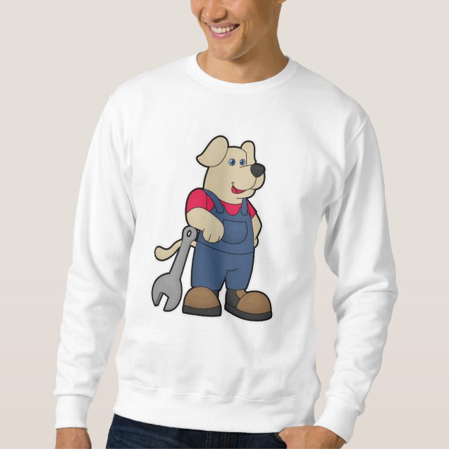 Sudadera Perro como mecánico con llave (Anverso)