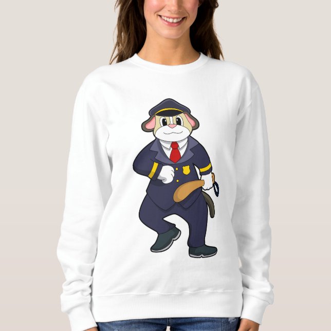Sudadera Perro como oficial de policía con uniforme policia (Anverso)
