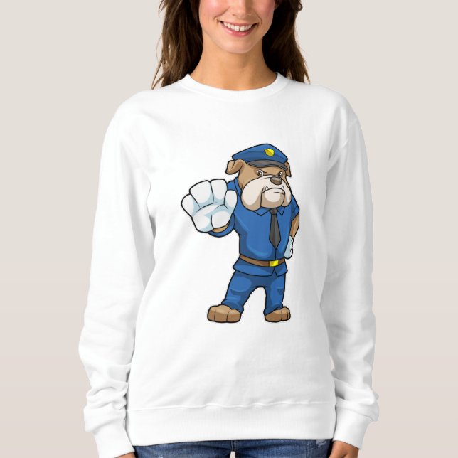 Sudadera Perro como oficial de policía con uniforme policia (Anverso)