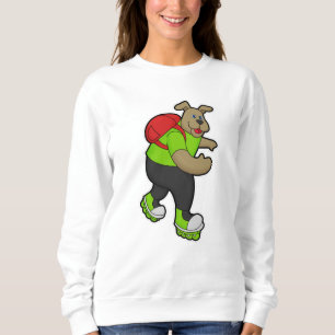 Sudadera Perro como patinador con patines en línea y mochil