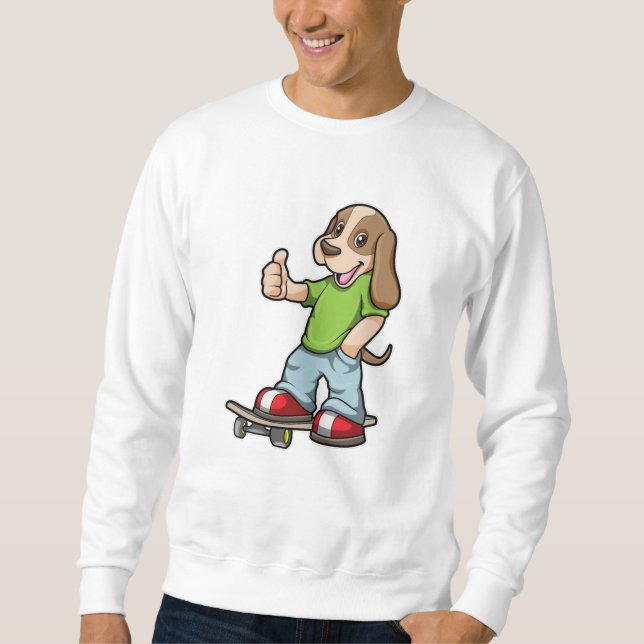 Sudadera Perro como patinador con patineta (Anverso)