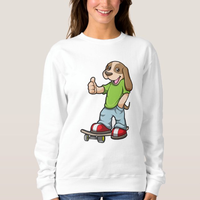 Sudadera Perro como patinador con patineta (Anverso)