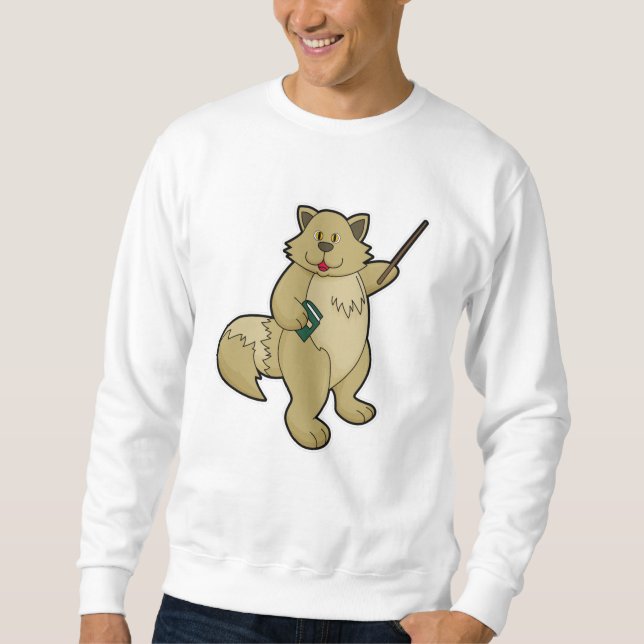 Sudadera Perro como profesor con libro y puntero (Anverso)