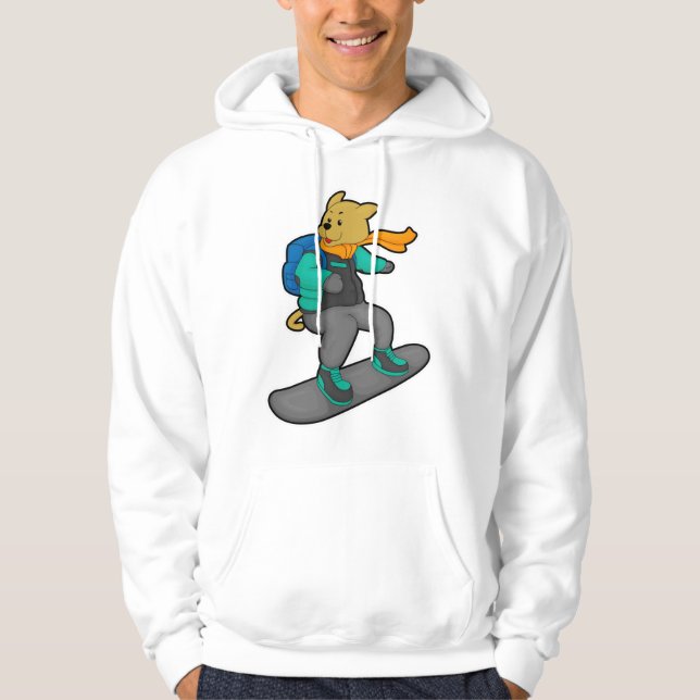 Sudadera Perro como snowboard con Snowboard y mochila (Anverso)