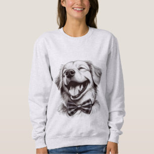 Sudadera perro con corbata de arco riendo