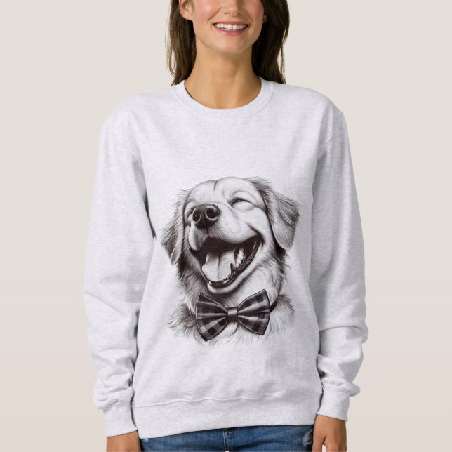 Sudadera perro con corbata de arco riendo (Anverso)