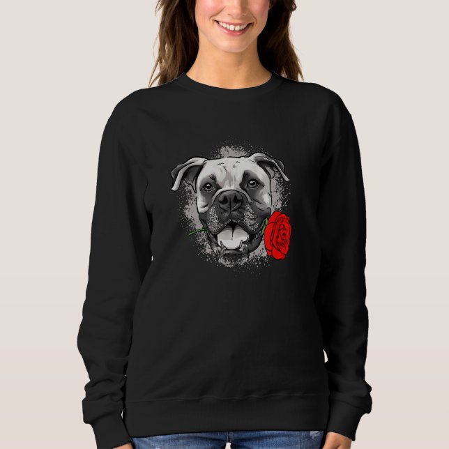 Sudadera Perro con Rosa de Boxer, mamá, papá, mujeres de ho (Anverso)