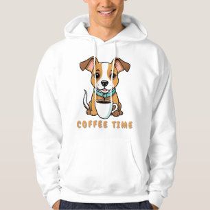 Sudadera perro con una taza de café
