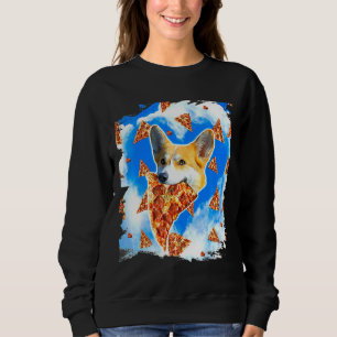 Sudadera Perro Corgi Comer Pizza Amo Nubes Corazón