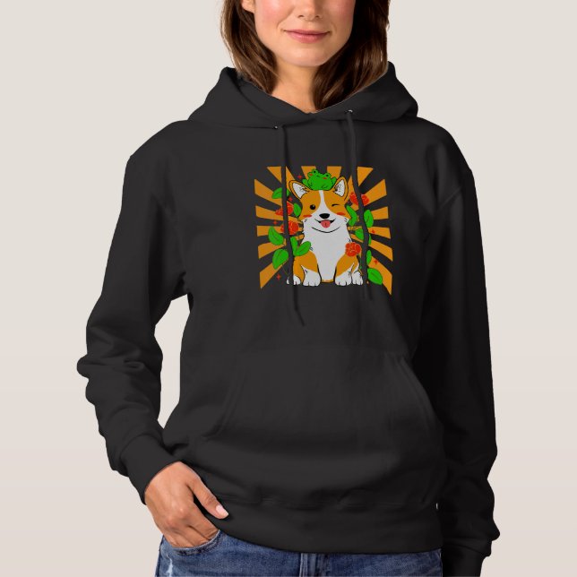 Sudadera Perro Corgi Flor (Anverso)