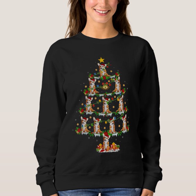 Sudadera Perro Corgi Luces de Navidad Árbol de Navidad Corg (Anverso)