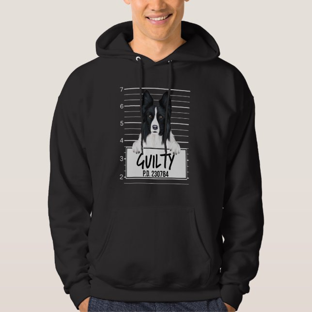Sudadera Perro Culpable Foto Mugshot Border Collie (Anverso)