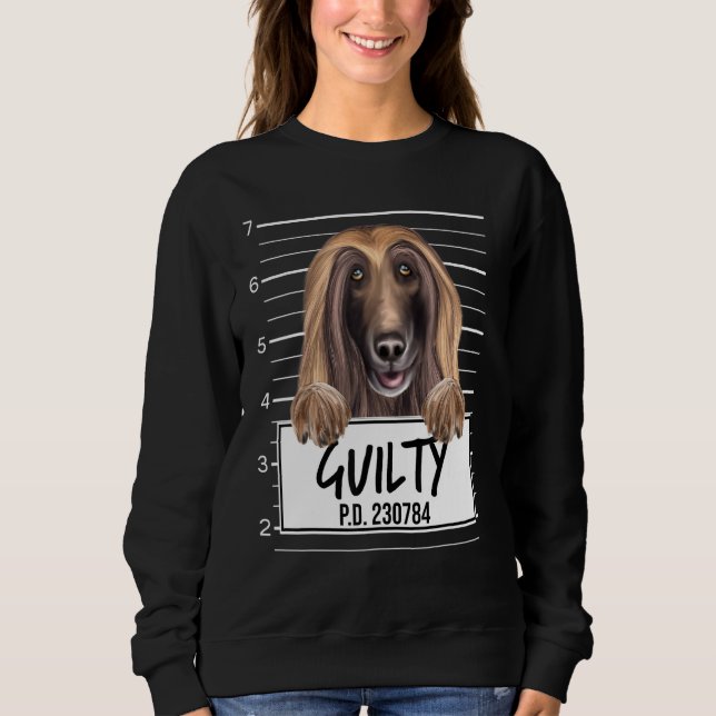 Sudadera Perro Culpable Foto Mugshot Lebrel Afgano (Anverso)