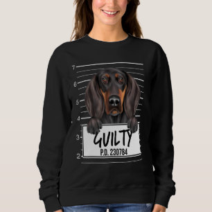 Sudadera Perro Culpable Mugshot Coonhound Negro Y Canela