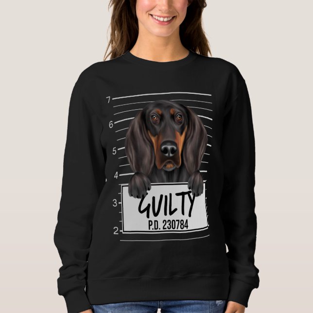 Sudadera Perro Culpable Mugshot Coonhound Negro Y Canela (Anverso)