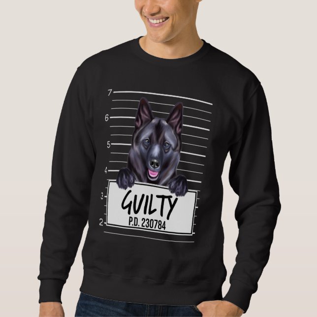Sudadera Perro culpable noruego Elkhound Mugshot (Anverso)