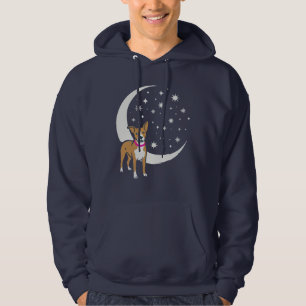 Sudadera perro curioso bajo la luna y las estrellas mágicas