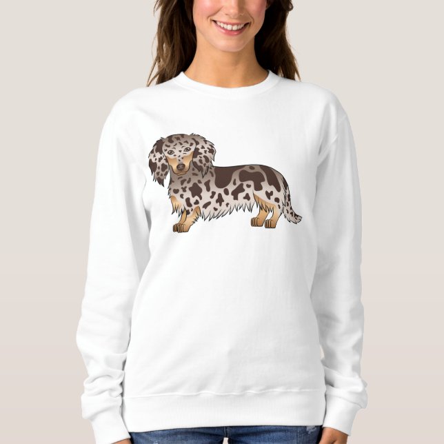 Sudadera Perro Dachshund Chocolate y Tañido de Pelo Largo D (Anverso)