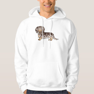 Sudadera Perro Dachshund de pelo largo con manchas de choco