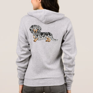 Sudadera Perro Dachshund De Pelo Largo Y Cute Dapple Negro
