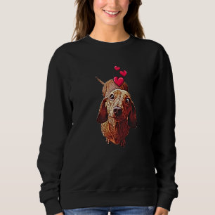 Sudadera Perro Dachshund Y Corazones Cute Teckel Dog Motif