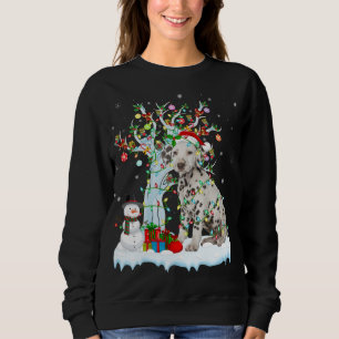 Sudadera Perro dálmata árbol de Navidad iluminando Santa Da