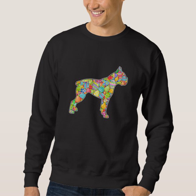 Sudadera Perro de boxeador lindo huevos en Pascua (Anverso)