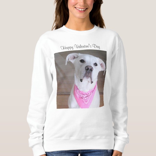 Sudadera Perro de cachorro blanco dulce con Bonito de bufan (Anverso)