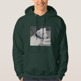 Sudadera Perro de cachorro blanco lindo con bufanda verde