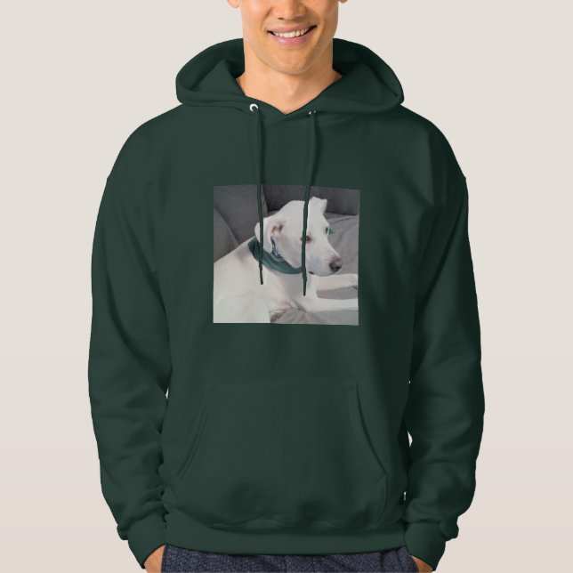 Sudadera Perro de cachorro blanco lindo con bufanda verde (Anverso)