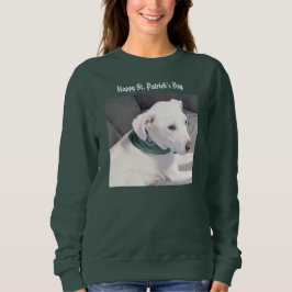 Sudadera Perro de cachorro blanco lindo con bufanda verde