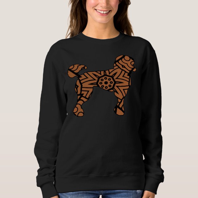 Sudadera Perro de caniche Mandala Cute marrón negro cachorr (Anverso)