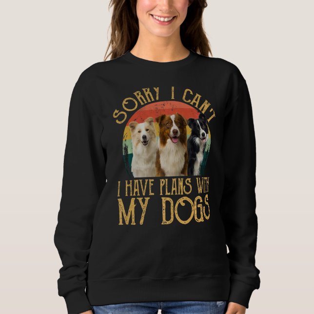 Sudadera Perro De Collie Fronterizo Para Hombres Retro De V (Anverso)