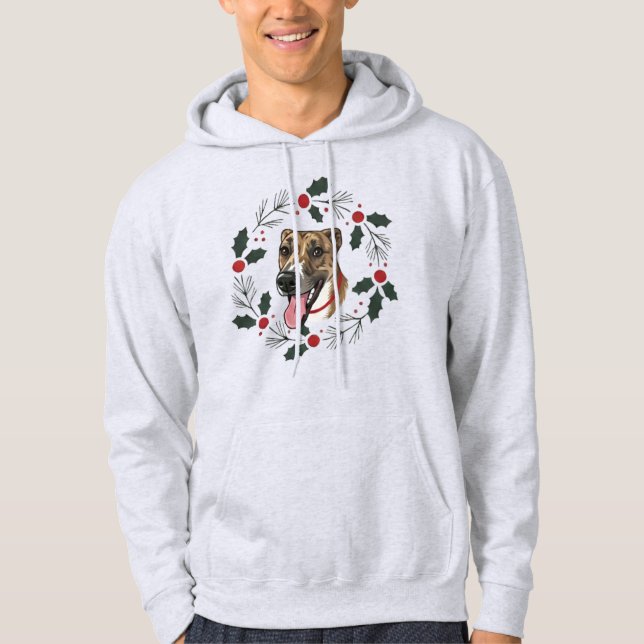 Sudadera Perro de corona de Navidad feliz (Anverso)