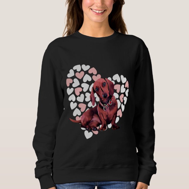 Sudadera Perro De Dachshund Con Fondo Cardíaco (Anverso)
