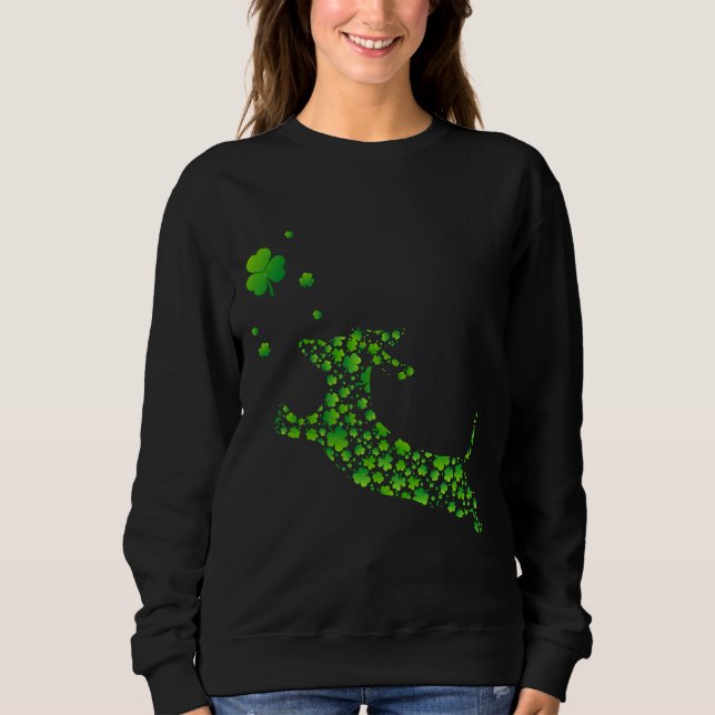 Sudadera Perro De Dachshund Con Shamrock Irlandés (Anverso)