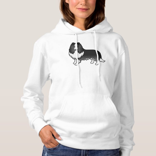 Sudadera Perro de dibujos animados Bi-Black Shetland Sheepd (Anverso)