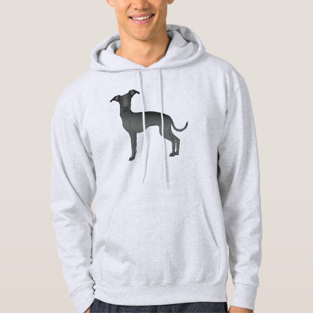 Sudadera Perro de dibujos animados culto negro italiano (Anverso)