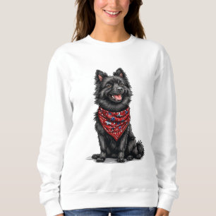 Sudadera Perro de dibujos animados negro con bandana