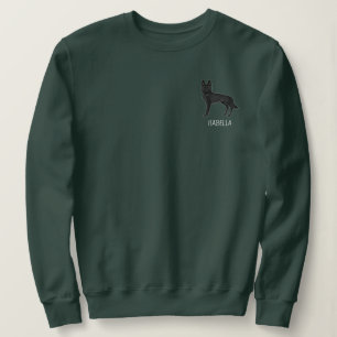Sudadera Perro de dibujos animados pastor alemán negro con 