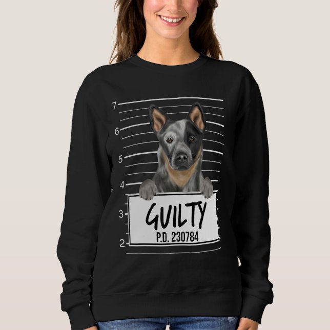 Sudadera Perro de ganado australiano Mugshot Guilty Dog (Anverso)
