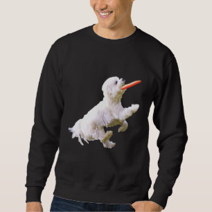 Sudadera Perro de impresión Spitz gráfico de Frisbee maltés