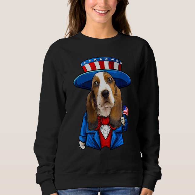 Sudadera Perro De La Colina De Basset 4 De Julio Perro Esta (Anverso)