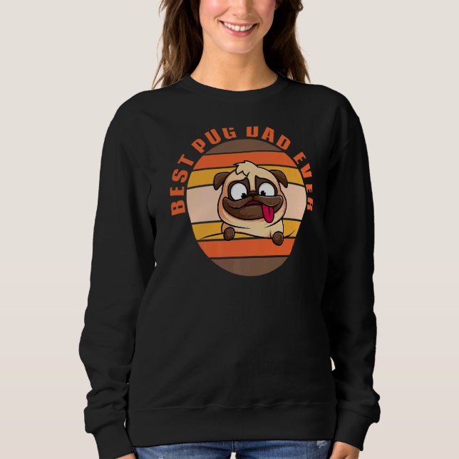 Sudadera Perro de la puesta del sol mejor padre de pug (Anverso)